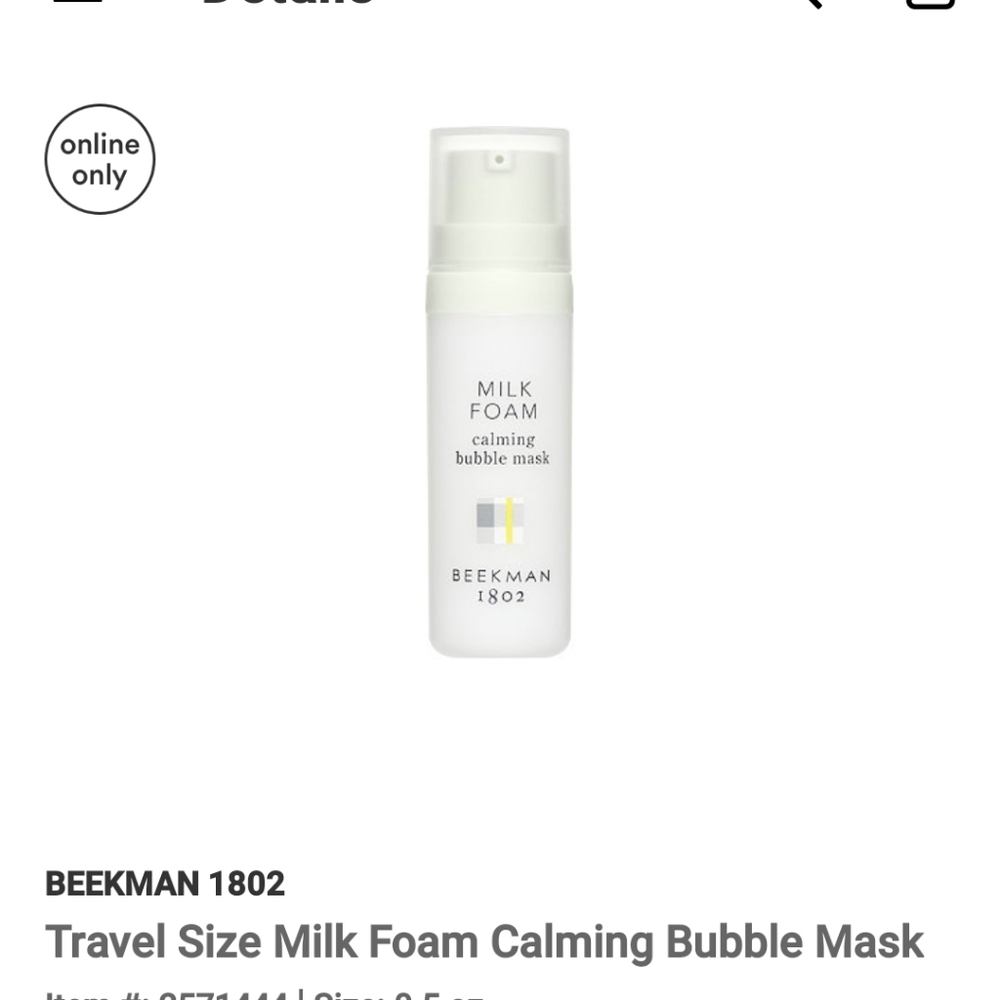 🦋 NIB BEEKMAN 1802 MILK FOAM CALMING BUBBLE MASK 0.5OZ